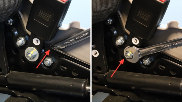 <p>Place a spanner on each side of the buckle and loosen the bolt.</p><p></p><p>This will allow you to remove the buckle and replace with a new buckle.</p>