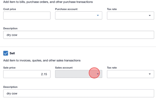 Click "Sales account".