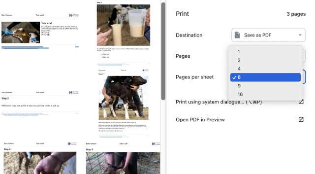 <p>Open the PDF and choose print.</p><p>Choose eg 6 pages per sheet to display 6 steps on one sheet.</p><p>You can then save this version and print it out.</p>