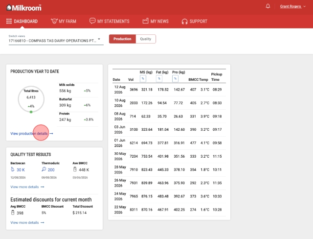 Click "View production details".