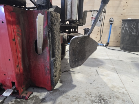 <p><strong>Bead Breaker</strong></p><p>The bead breaker is responsible for breaking the bead of the tyre, off the rim.&nbsp;</p><p>The bead breaker is operated by one of the foot pedals</p><p>The bead breaker is able to be adjusted by pulling the pins on the top, up, and then sliding the arm out.&nbsp;</p>