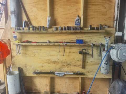<p><strong>Required Equipment</strong></p><ul><li><p>Wheel chocks</p></li><li><p>Lockout device </p></li><li><p>Hydraulic jack or air jack</p></li><li><p>Torque wrench</p></li><li><p>Impact wrench</p></li><li><p>Safety gloves and boots</p></li><li><p>Ear muffs (mandatory)</p></li><li><p>Replacement tyre</p></li><li><p>PPE (high-visibility vest, eye protection)</p></li><li><p>Retorque sheet</p></li></ul><p></p>