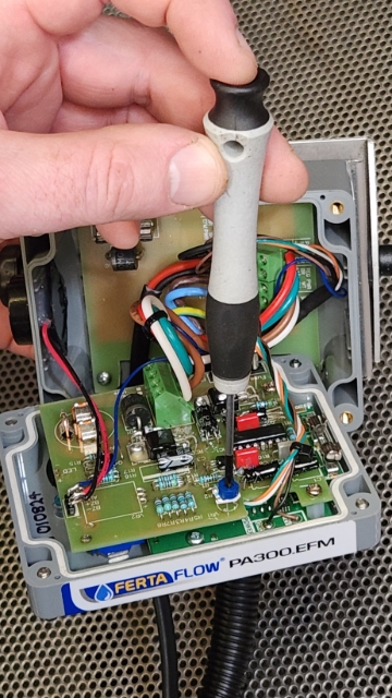 <p><strong>Adjust the Potentiometer </strong></p><p>Carefully adjust the potentiomer to the desired voltage as the pump is running.</p><p>Hold the probes on the output terminals while you watch the multimeter display</p><p></p><p>Rotate anticlockwise to reduce the voltage, It is very sensitive and the smallest rotation will change voltage a lot.</p><p></p><p>Factory setting for the new PA302 pump is<strong> 4.5Vdc </strong>(35-100% range)<strong> </strong>but <strong>4.0Vdc</strong> is allowable.</p><p>Reducing this too far will reduce the maximum voltage achievable at the top of the flow range and increase the chance of the pump stalling.</p><p></p><p></p><p></p><p></p>