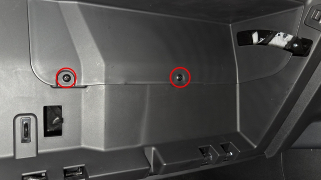 <p><strong>Step 3: </strong>Remove the screws as shown.</p><p>Ease the cover piece out of position to access the cavity.</p>
