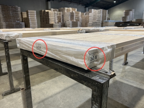 <p>Sizing labels are then added to one end of the packet&nbsp;</p><p><br><em><strong><br></strong></em></p><p><em><strong>This step shows two of the three sizing labels&nbsp;</strong></em><br><br></p>