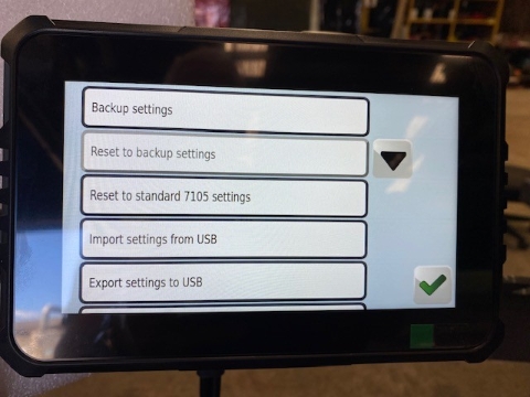 <p>Select line 4 'Import settings from USB' and tick 'OK'.</p>