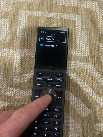 <p>Press the centre button to select APPLE TV</p>