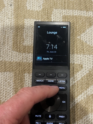 <p>Press the MENU button as many times as you need to get to a Home Screen that looks like the screen in the next step</p>