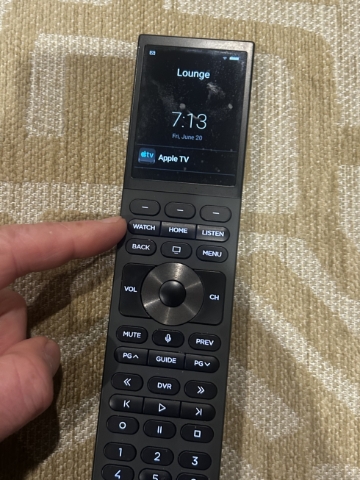 <p>Press WATCH on black remote</p>