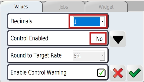 <p>Change 'Decimals' to 1</p><p>Change 'Control Enabled' to No</p><p>Tick to save and exit</p>