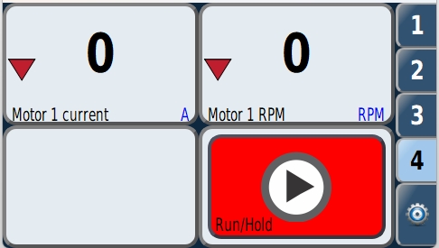 <p>Tab 4 should now look like this.</p><p>Before you can activate Run/Hold to test the motor current you need to set 'Enable Prime' and disable the depth switch as described in the next steps</p>