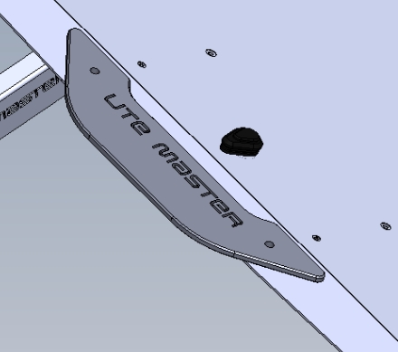 <p>Place rivnuts up through the lid, and place the handle down onto the rivnuts.</p>