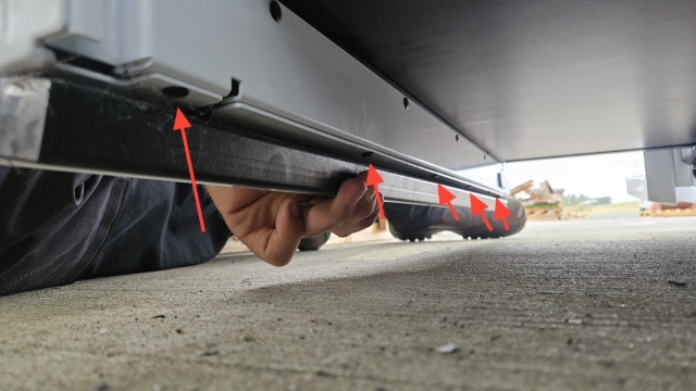 <p>Drill out bottom face rivets</p><p><em>Requires handle being held back </em></p>