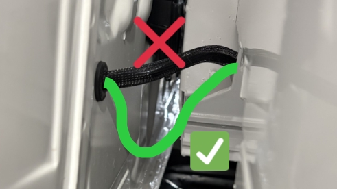 <p>Ensure any in-cab penetrations have a 'drip-loop' so water does not run down cabling</p>
