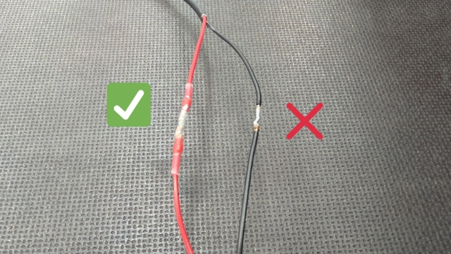 <p>If needing to join 2 wires together, use solder sticks to match correct wire gauge.</p><blockquote><p><strong>CQC: Do not use solder and insulation tape as this does not guarantee a safe, insulated join.</strong></p></blockquote><p></p>