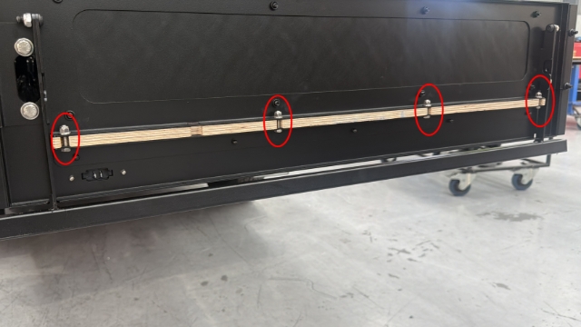 <p>Clamp the backing plate to the plywood using 4x M6x25mm hex bolts and nyloc flange nuts.</p>
