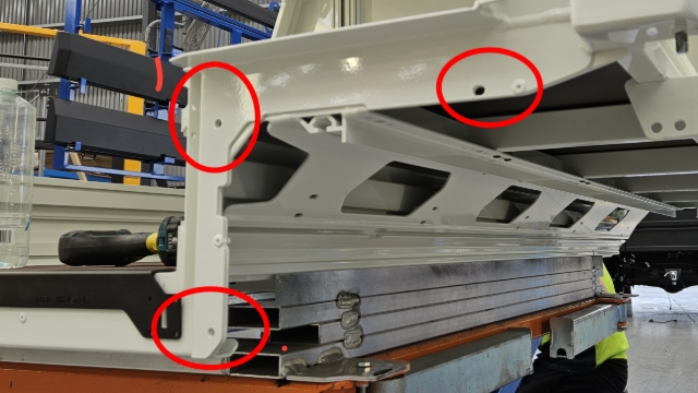 <p>Slot these holes downward as required to allow bumper to sit lower.</p><p></p><p>If further vertical adjustment is required, the threads from the bumper can be removed, the holes slotted, and secured with nuts and bolts.</p>