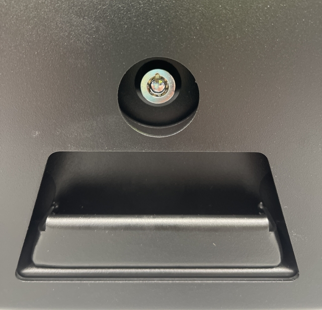 Lock aligns to door, key cutout in top orientation