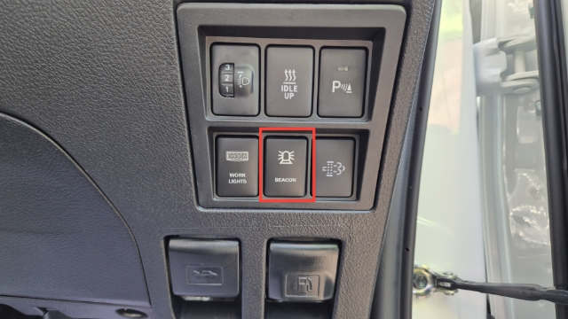 <p>Strobe of beacon lights are usually operated by a push button or toggle switch in the cab.&nbsp;</p>