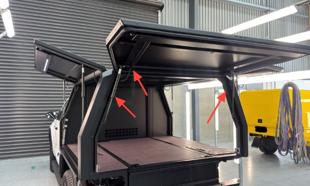 <p>Once the door is installed, reconnect the gas struts, plug in the wiring and test and adjust the latches as required.</p>