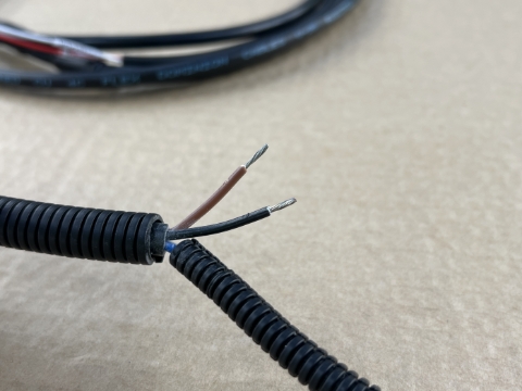 <p>Strip approximately 8mm from each wire.</p>