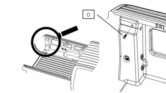 <p>Remove the existing bolt in the top rear corner of the wellside (O).</p><p>Keep this bolt for using later.</p><p>Repeat for opposite side.</p><p>Note: If your Ranger doesn't have this bolt, you can skip this step.</p>