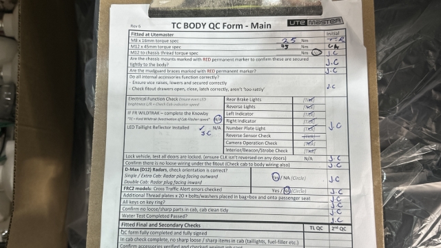 <p>Before final inspection ensure all of the necessary QC checks have been signed off </p>
