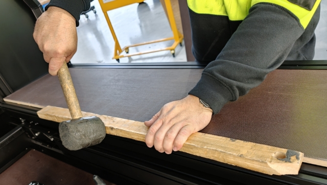 <p>If the ply is too hard to press into position by hand, gently edge into place using a rubber mallet.</p>