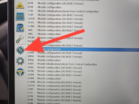 <p>Check connection is stable and connected. Navigate to [configuration and programming] tab. <strong>Extreme Caution is required now!</strong></p>