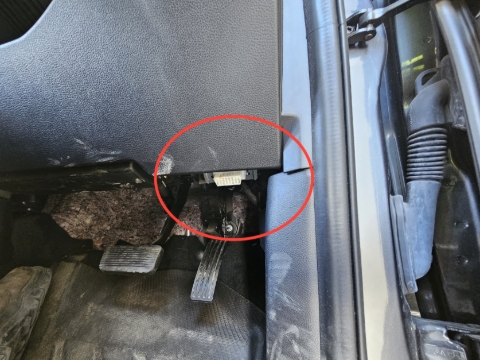 <p>Ranger OBD2 port location, plug in adapter </p>