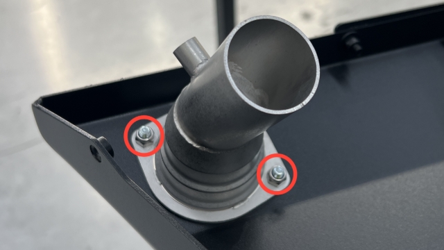 <p>Secure the fuel filler neck to the infill studs using 2 SS nyloc nuts.</p>
