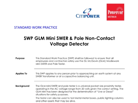 <p>Field Locker link -</p><p><a target="_blank" rel="noopener noreferrer nofollow" href="https://networkportal.sharepoint.com/teams/FieldLocker/Asset%20Inspectors/Forms/AllItems.aspx?id=%2Fteams%2FFieldLocker%2FAsset%20Inspectors%2FWorks%20Practices%20%2D%20Asset%20Inspectors%2FSWP%20Asset%20Inspection%20Health%20%20Safety%2Epdf">https://networkportal.sharepoint.com/teams/FieldLocker/Asset%20Inspectors/Forms/AllItems.aspx?id=%2Fteams%2FFieldLocker%2FAsset%20Inspectors%2FWorks%20Practices%20%2D%20Asset%20Inspectors%2FSWP%20Asset%20Inspection%20Health%20%20Safety%2Epdf</a></p><p></p><p>All employees and contractors approaching these structures shall first ensure by</p><p>means of a visual inspection and a “Safe-to Approach” test prove that the</p><p>transformer HV Earthing System is not at a dangerous potential.</p><p>The transformer shall not be accessed if during the initial visual inspection any</p><p>one of the following signs are observed:</p><p>• Broken or missing HV earthing connections on pole and/or transformer.</p><p>• Signs of vegetation near the pole either drying out or dying (in comparison</p><p>with surrounding vegetation).</p><p>• Smoke or steam rising from ground near transformer; or</p><p>• The Safe – to Approach test shows up positive</p>