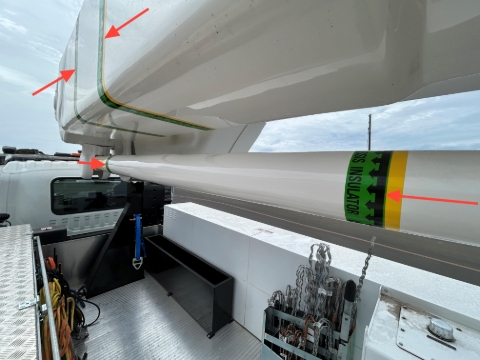 <p>Clean the sections of boom between the "Chassis Insulator" markings</p>