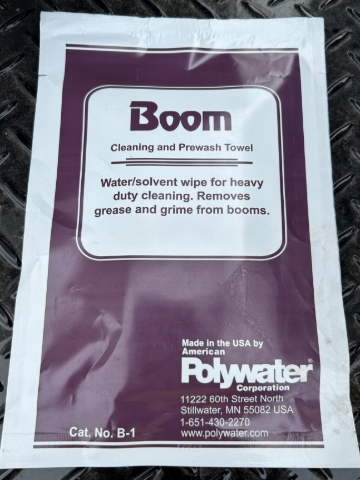 <p>Wipe down any contaminants off the insulated sections of the EWP boom with Polywater Boom wipes</p><p></p>