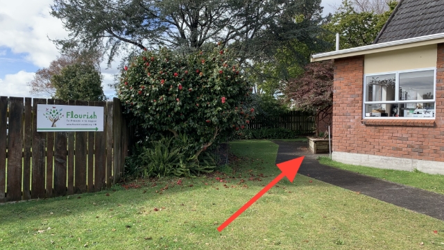 <p>Continue walking down the left hand side of the church and turn right around the back</p>