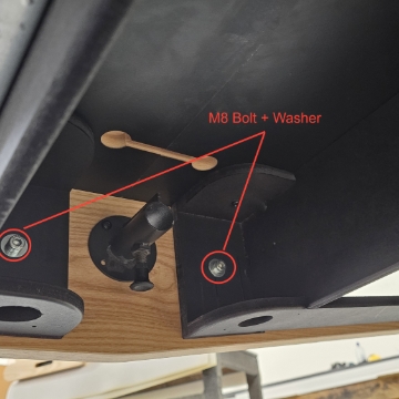 <p>Once the side rails are fitted to the table insert M8 bolts and tighten into position</p>
