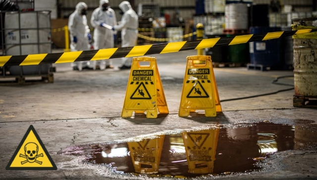 <h1>Identify / Protect</h1><ol><li><p>When a spill has occurred it is important to identify what the chemical is to safely enact a response plan. This should only be done if safe to do so by either visually identifying the drum/container or by asking the user of the chemical. </p></li></ol><blockquote style="background-color: var(--k-quote-bg-warning);"><p>⚠️ <span style="color: rgb(227, 108, 10);">Do not enter the area of spill without an appropriate level of PPE</span></p></blockquote><ol><li><p>Vacate non-essential personnel</p></li><li><p>Determine the minimum level of PPE required, this can come from the PPM for generalised initial information or the SDS for exact requirements (note: when dealing with spills the SDS should always be consulted)</p></li><li><p>Barricade area wide enough to contain the spill and additional area of gas/fumes are present (refer SDS), known as the ‘Hot Zone’. This will prevent others walking into the area</p></li><li><p>Inform Supervisor</p></li></ol><blockquote style="background-color: var(--k-quote-bg-error);"><p>If spill is large and cannot be safely contained or the chemicals involved pose a serious danger to staff 000 should be notified</p></blockquote><p></p>
