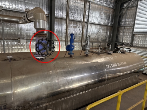 <p>Isolation valve on top of boiler.</p><p></p><p>Open slowly 10bar is a lot of pressure </p>
