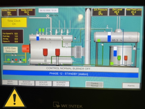 <p>Identify where the problem starts</p><p></p><ul><li><p>Boiler working?</p></li><li><p>Pressure at boiler manifold?</p></li><li><p>Pressure at brewery manifold?</p></li><li><p>Brewery manifold open?</p></li></ul><blockquote><p>Note: These steps are only to be completed by a trained operator.</p></blockquote><p></p>
