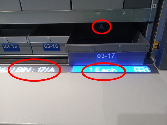 <h1><strong>Navigation LED Bar</strong></h1><p></p><p>BIN location is displayed as below example.</p><p><strong>BIN: 17/A</strong></p><p><strong>17</strong> = Bin Number on that Shelf</p><p><strong>A</strong> = Cell location in specific BIN</p><p></p><p><strong>1Each</strong> = Qty required</p>