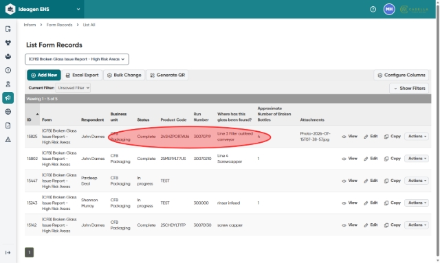 <p>This will show all of the current submitted forms for broken glass.</p><p>You can click on any of these to read the report.</p>