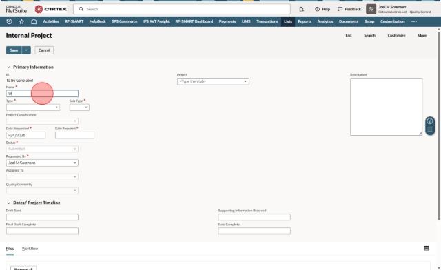 <p>add the name of the project example: "Water clarity test - [example site]"</p>