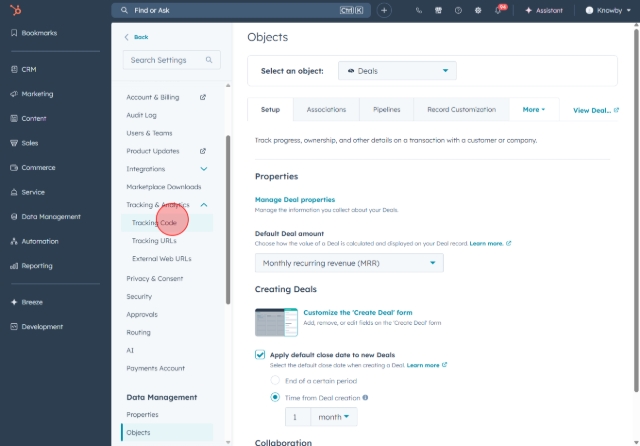 Click "Tracking Code".