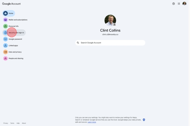 Click "Security and sign-in".