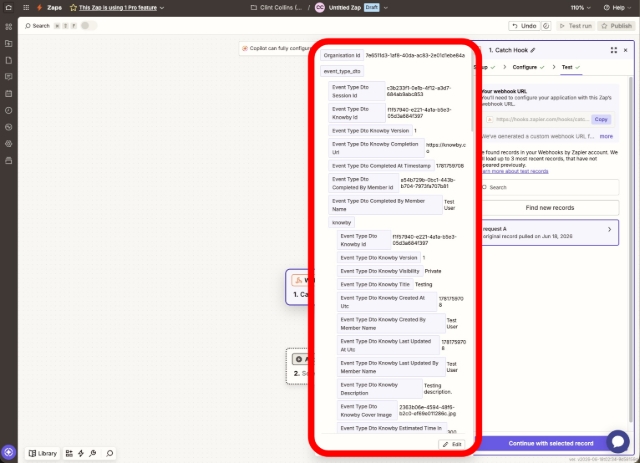<p>You should see the test data in Zapier now.</p>