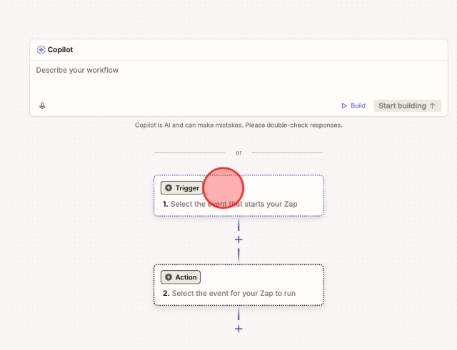 <p>In your new Zap, Click "Trigger".</p>