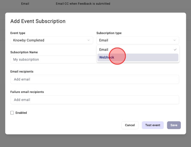 <p>Select "Webhook".</p>