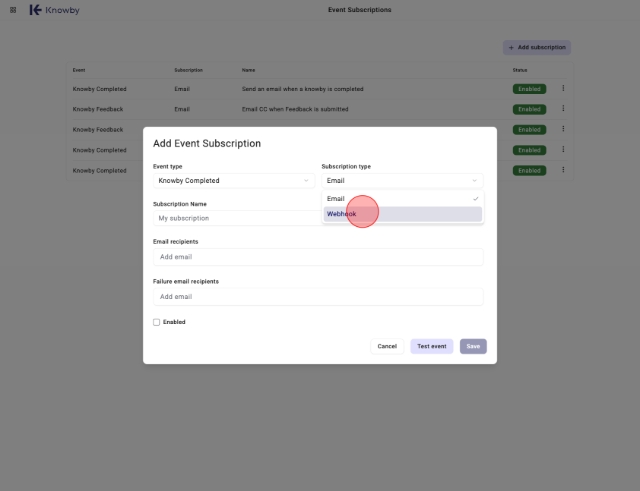 <p>Select "Webhook".</p>