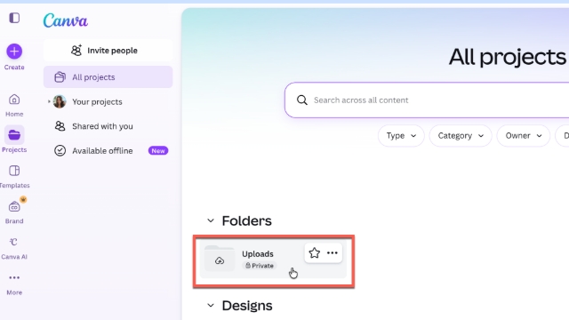 <p>Click the <strong>Uploads</strong> folder (the cloud icon).</p><p></p>