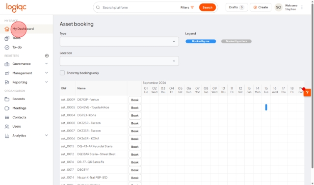 <p>Click "My Dashboard" to bring you back to start. </p>